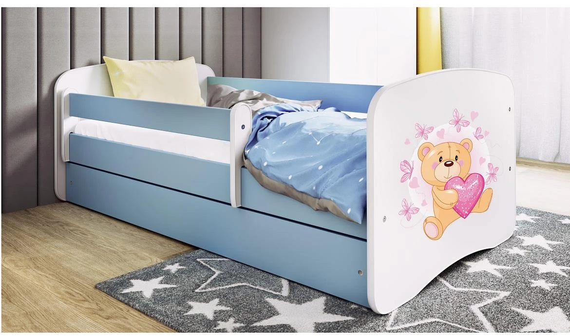 Babydreams krevet sa podnicom i dušekom 80x144x61 cm plavi/print medvedica 1