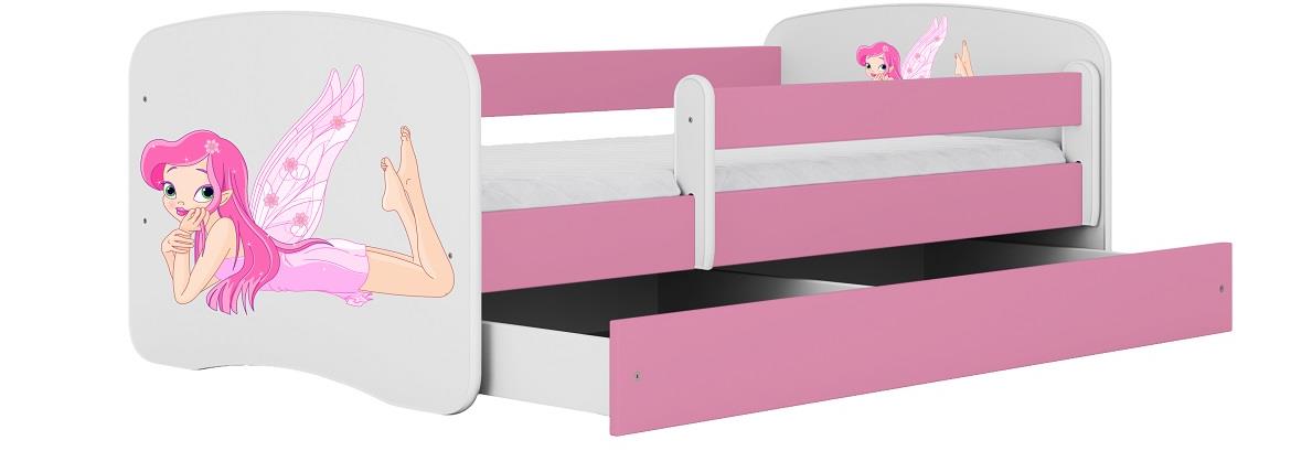 Babydreams krevet sa podnicom i dušekom 80x144x61 cm rozi/print vile 1