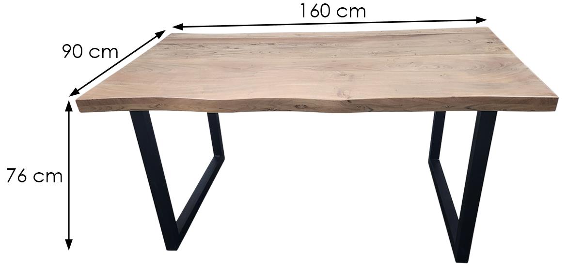 Liam SDV-01 sto 160x90x76 cm natur/crni metal