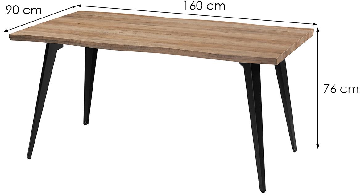 Eden TD-2154 sto 160x90x76 cm natur/crni metal