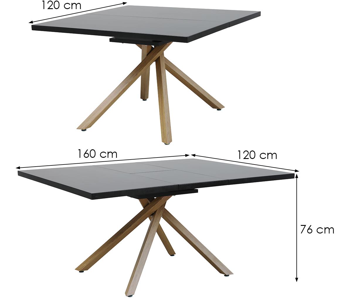 Ursa B10038b sto 120(160)x120x76 cm crni