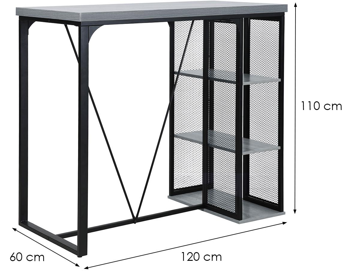 Artemis B10033 barski sto 120x60x110 cm beton/crni metal