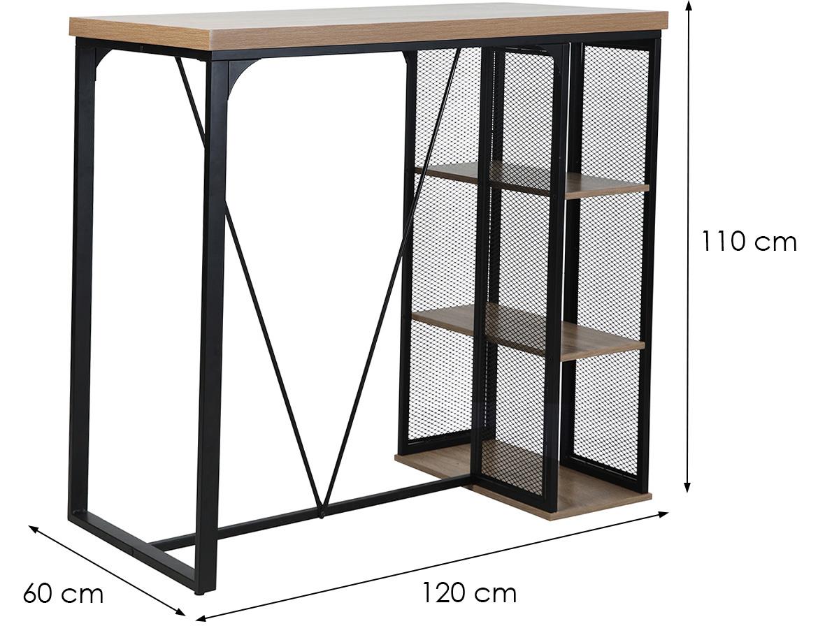 Artemis B10033 barski sto 120x60x110 cm natur/crni metal