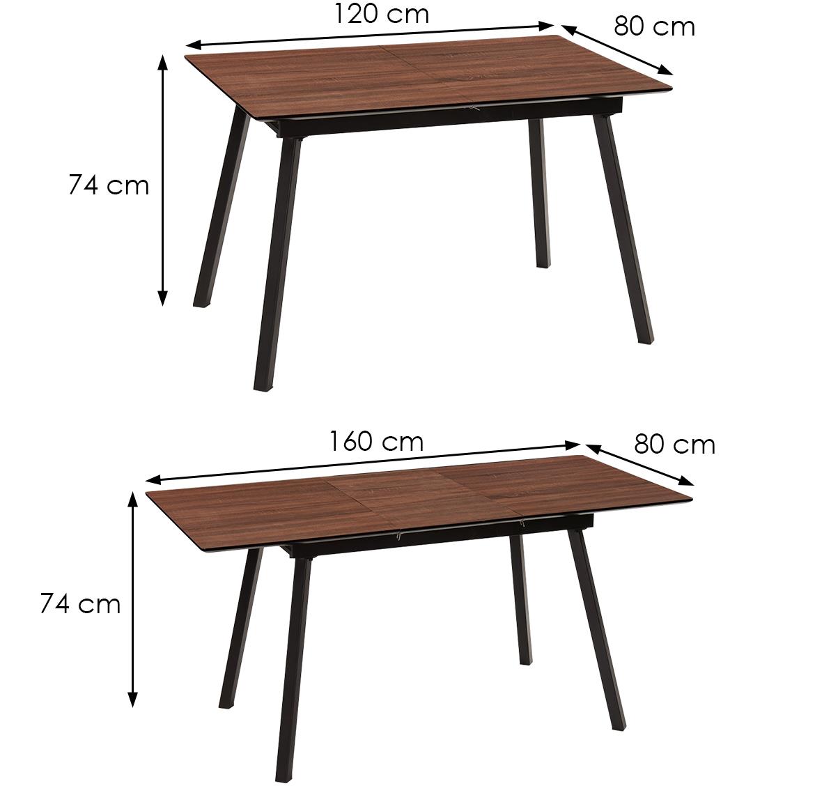 Moscow TD-2082 sto 120(160)x80x74 cm orah/crni