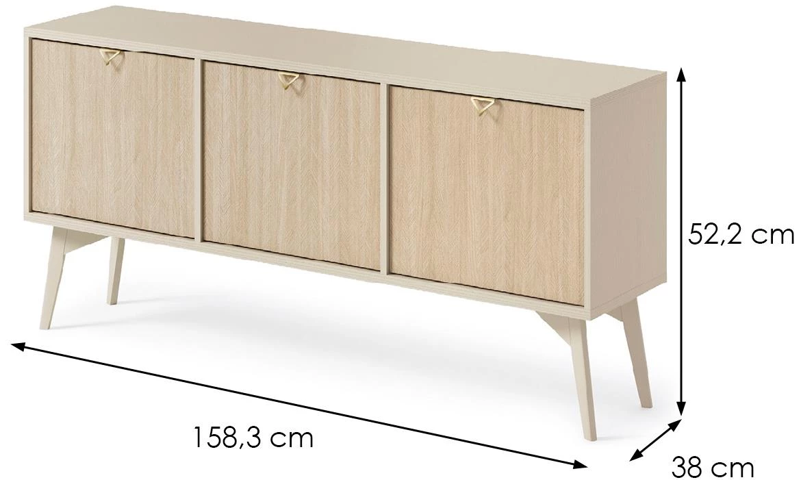 Forest 158 TV komoda 3 vrata 158x38x52 cm bež/natur