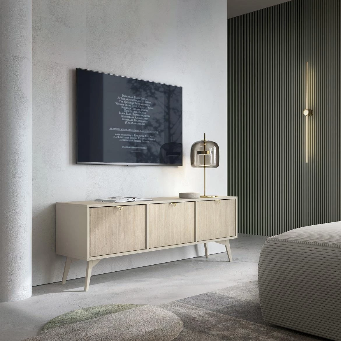 Forest 158 TV komoda 3 vrata 158x38x52 cm bež/natur