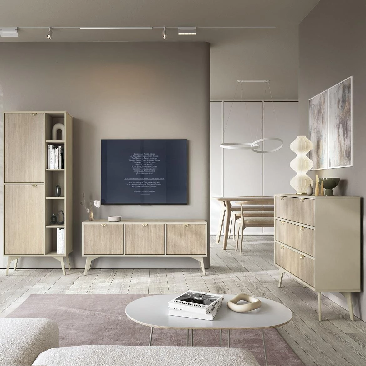 Forest 158 TV komoda 3 vrata 158x38x52 cm bež/natur