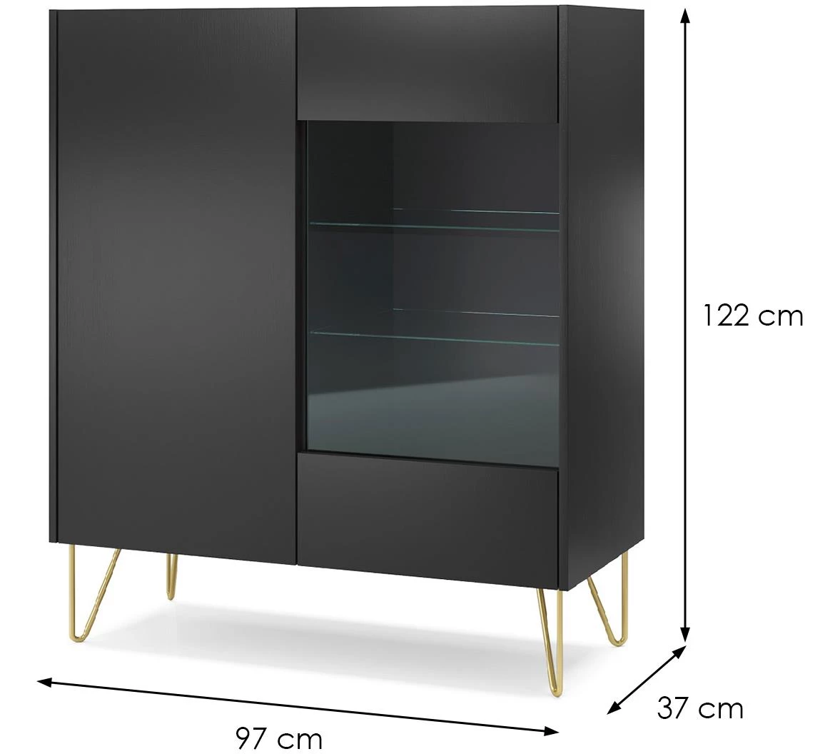 Harmony WT97vitrina 2 vrata 97x37x122 cm crna