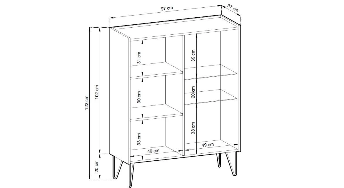 Harmony WT97vitrina 2 vrata 97x37x122 cm crna
