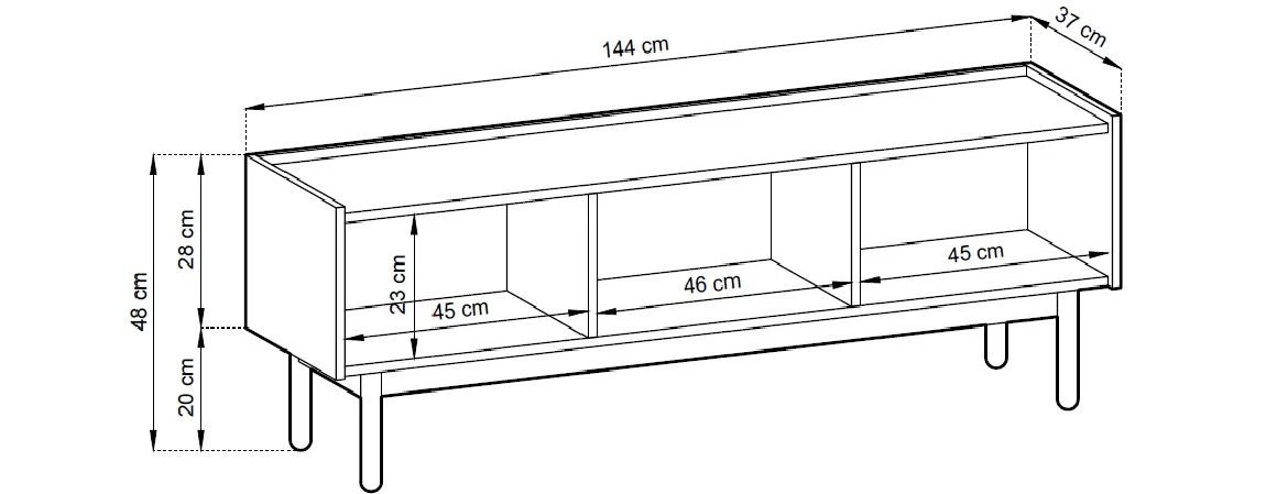 Boho TV komoda 3 vrata 144x37x48 cm natur