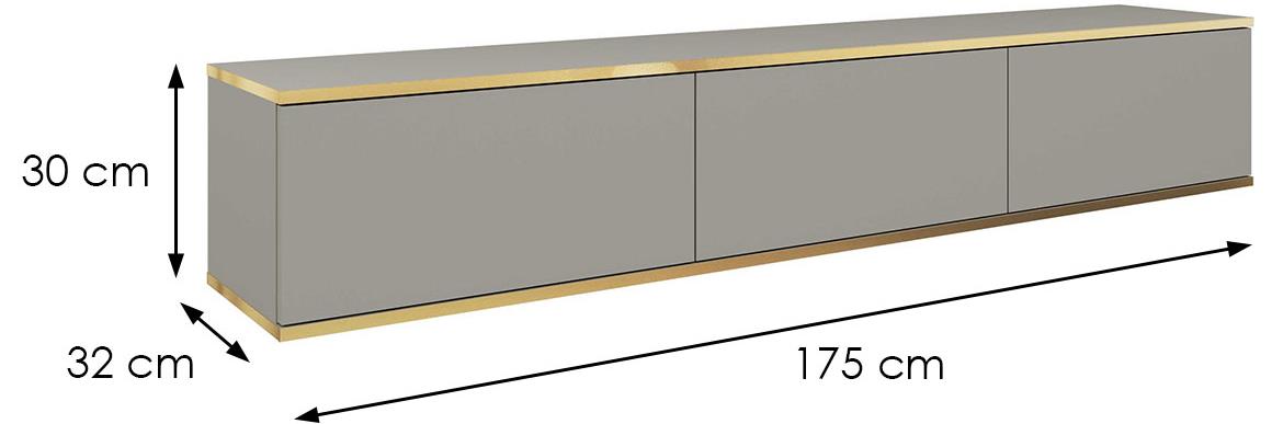 Oro 175 TV komoda 3 vrata 175x32x30 cm sivi