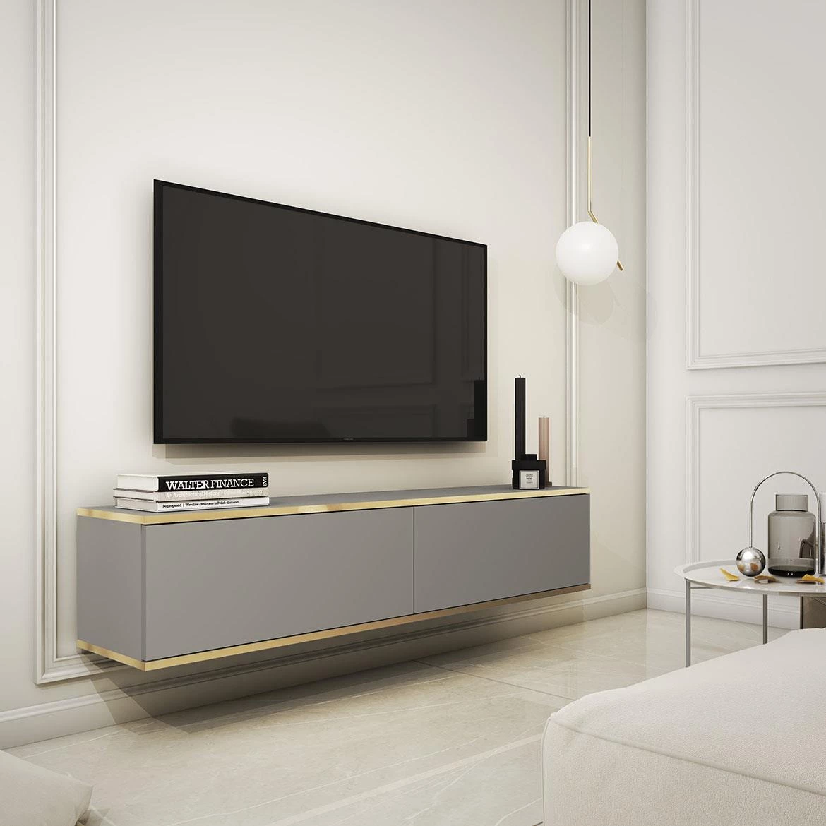 Oro 135 TV komoda 2 vrata 135x32x30 cm sivi