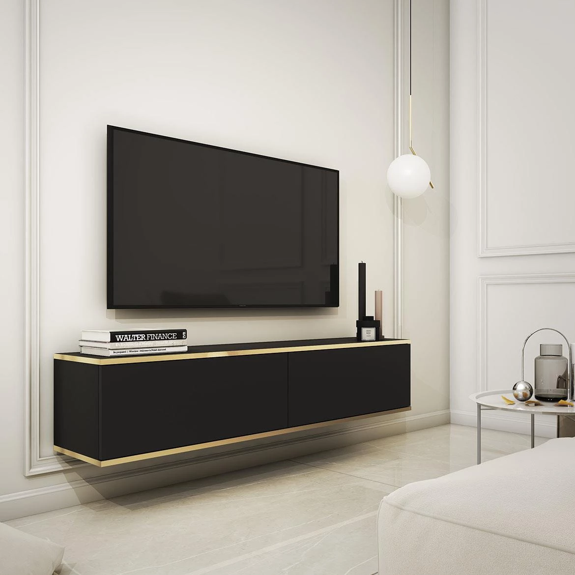 Oro 135 TV komoda 2 vrata 135x32x30 cm crni