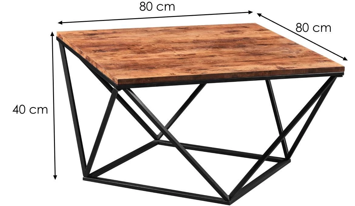 Zebra Mct-003 stocic 80x80x40 cm hrast/crni metal