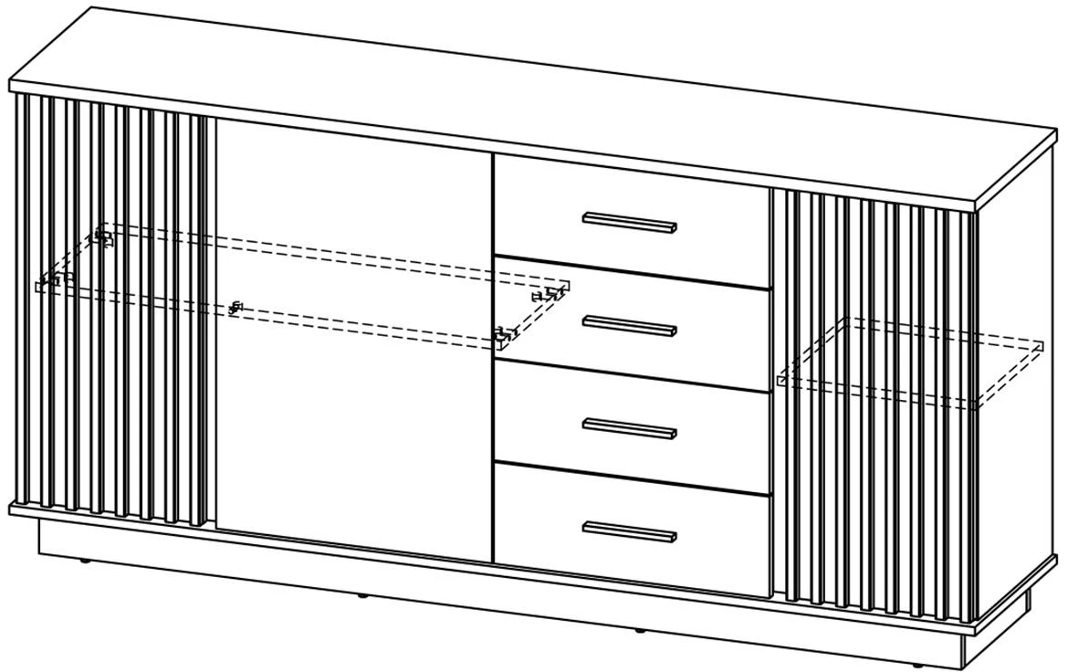 Lamelo A21 komoda 3 vrata+4 fioke 178,2x40x88,2 cm natur wotan hrast/crna