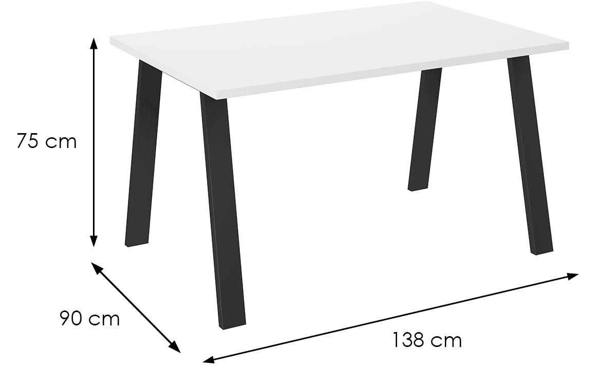 Kleo sto 138x90x75 cm belo/crni