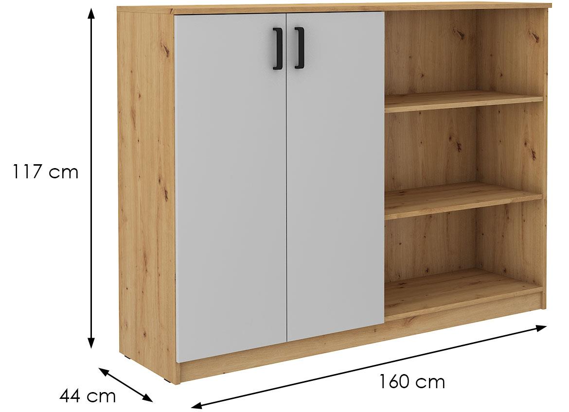 Malta 2F komoda 2 vrata+3 otvora 159,8x43,8x171,1 natur (artisan hrast)/svetlo siva
