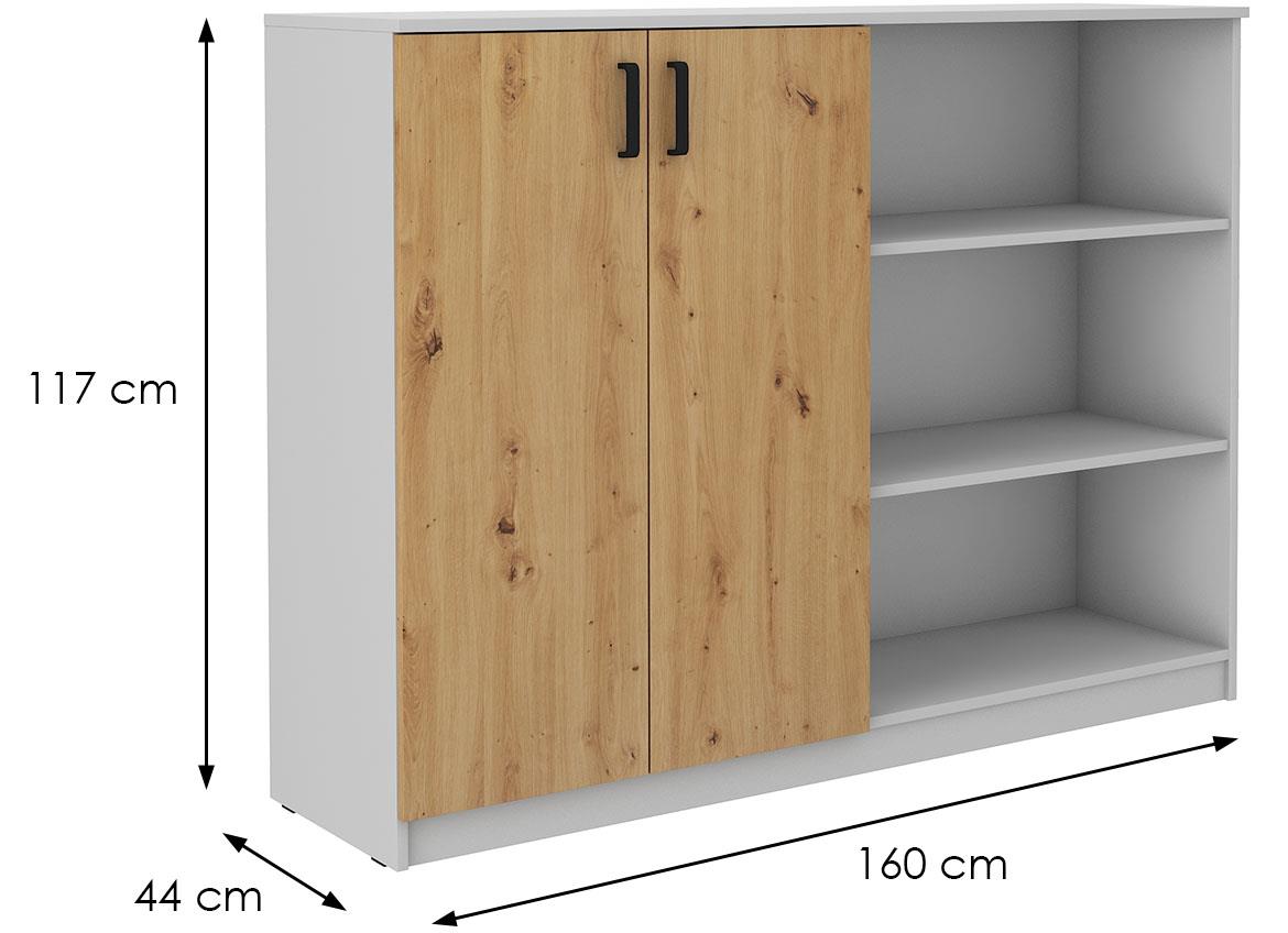 Malta 2F komoda 2 vrata+3 otvora 159,8x43,8x171,1 svetlo siva/natur (artisan hrast)