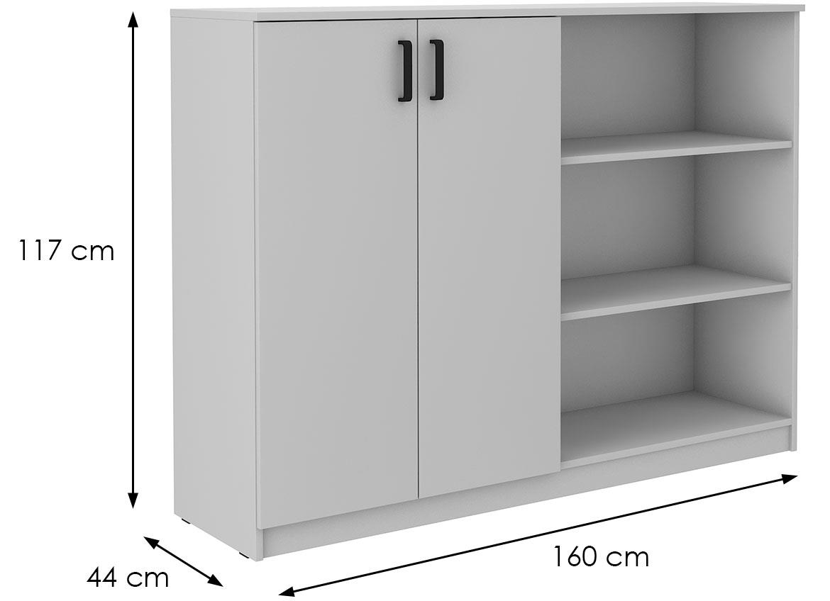 Malta 2F komoda 2 vrata+3 otvora 159,8x43,8x171,1 svetlo siva