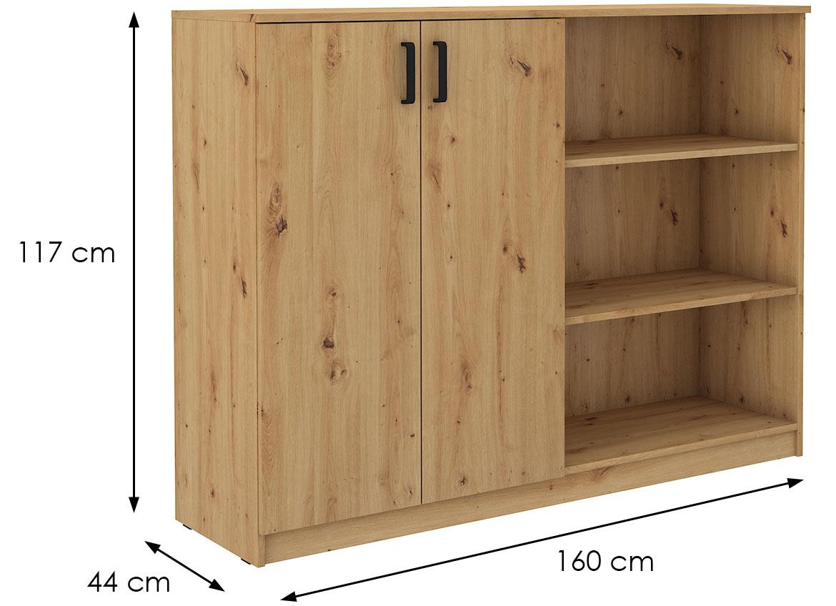 Malta 2F komoda 2 vrata+3 otvora 159,8x43,8x171,1 natur (artisan hrast)