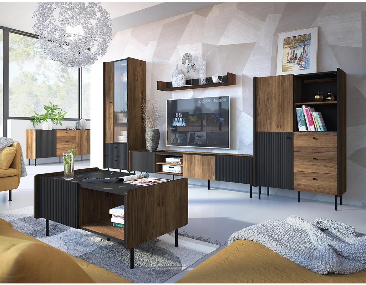 Prestigo P1 ormar 2 vrata+2 fioke+otvor 88,2x55x190,7 cm orah/crni