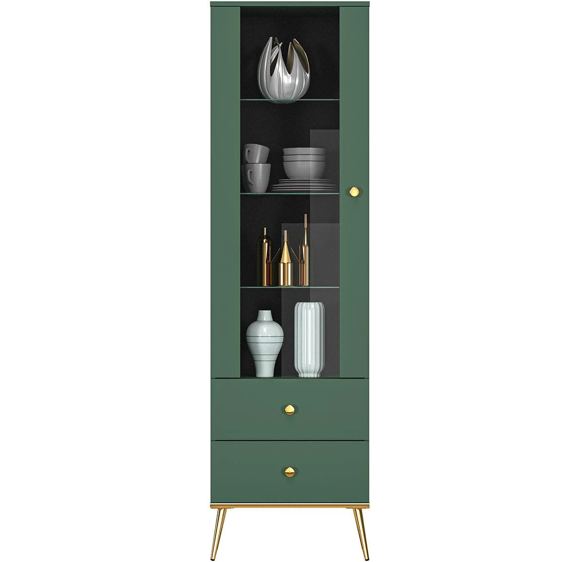 Forest 01 vitrina 1 vrata+2 fioke 55x40x190 cm zelena