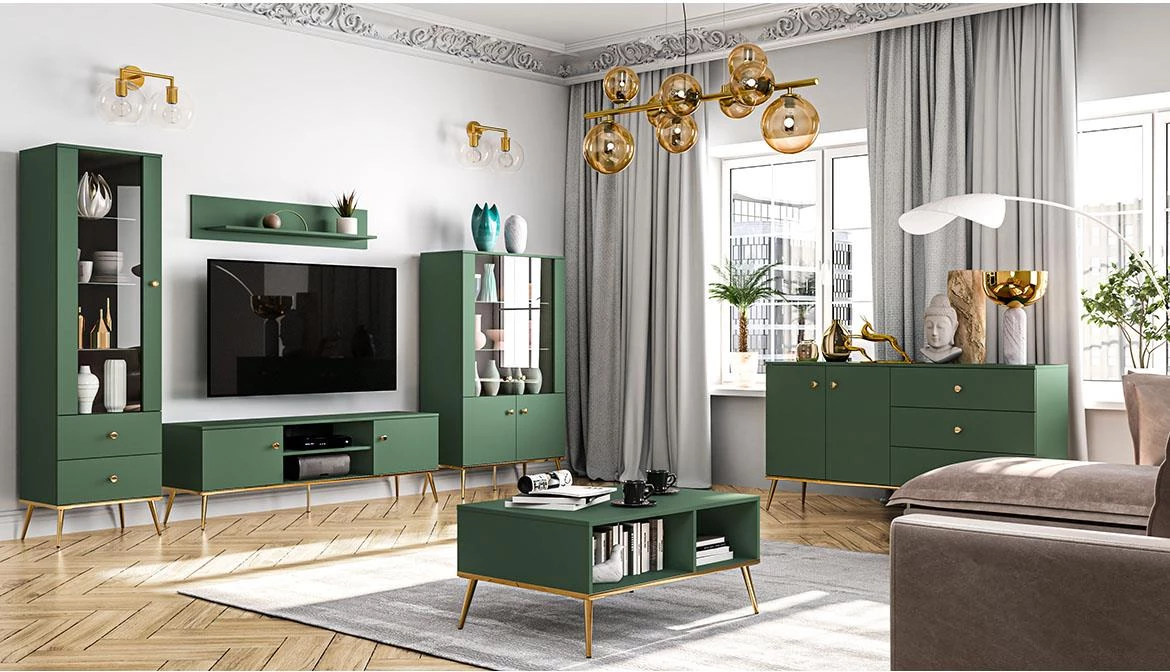 Forest 01 vitrina 1 vrata+2 fioke 55x40x190 cm zelena