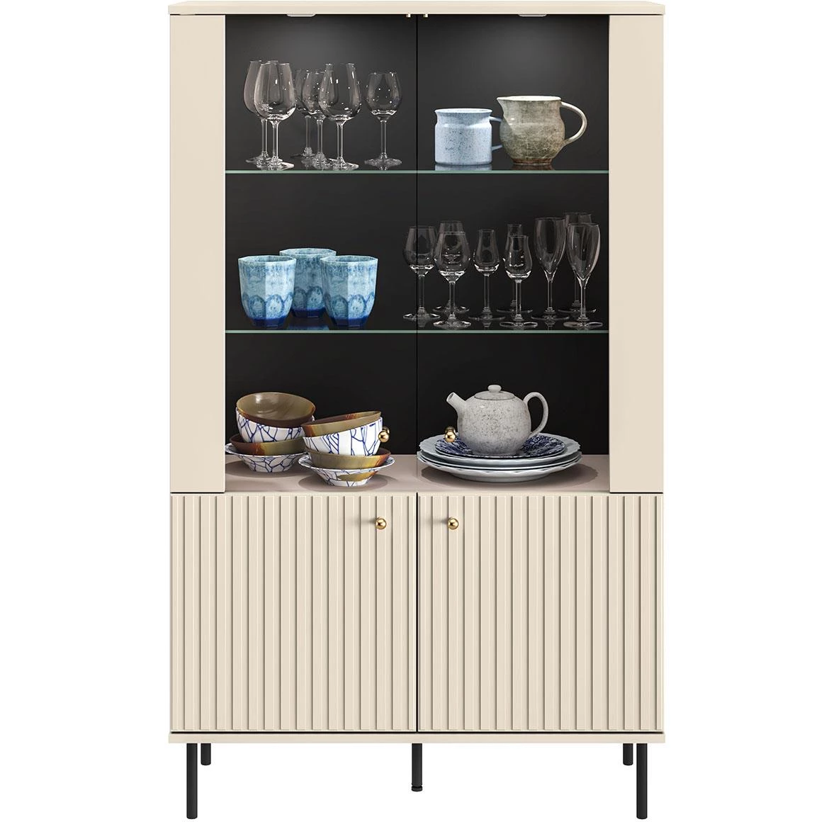 Sophie 03 vitrina 4 vrata 92x40x151 cm bež