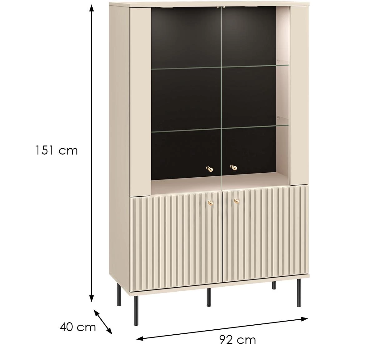 Sophie 03 vitrina 4 vrata 92x40x151 cm bež