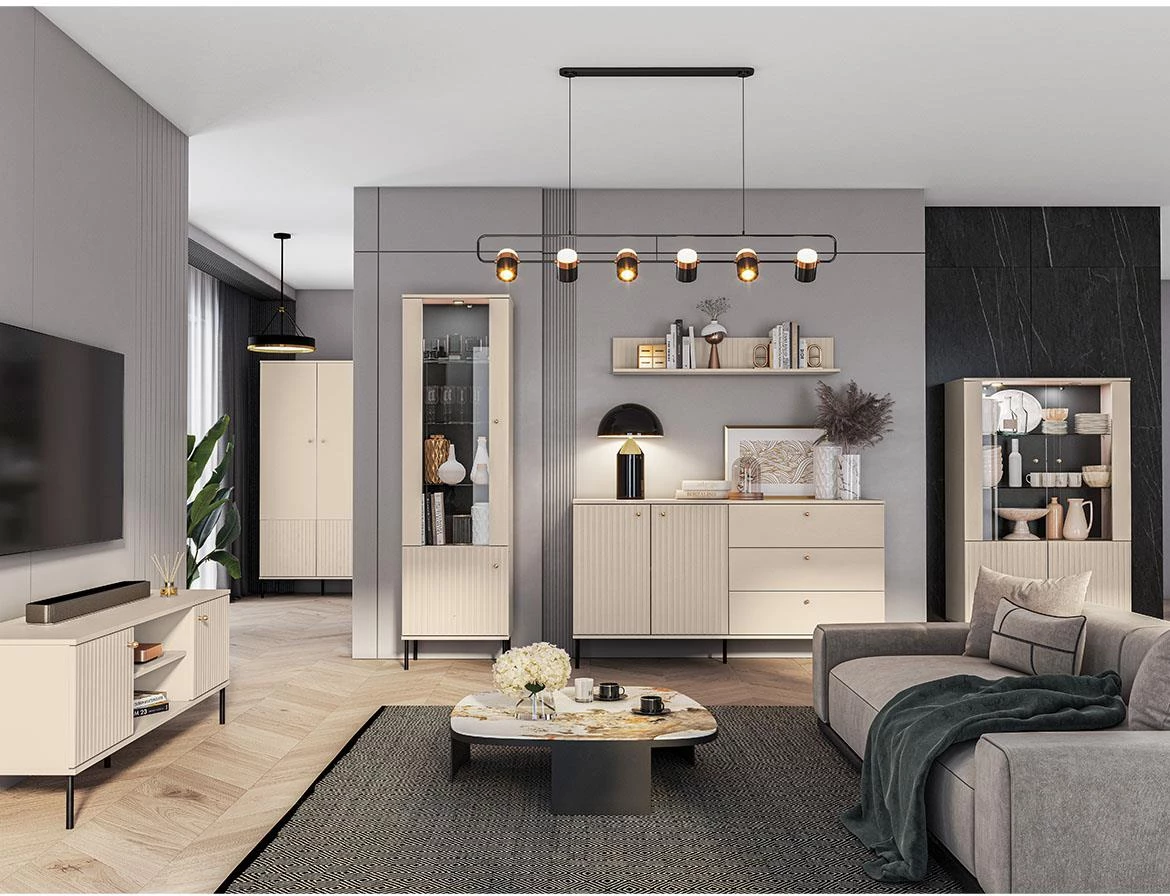 Sophie 03 vitrina 4 vrata 92x40x151 cm bež