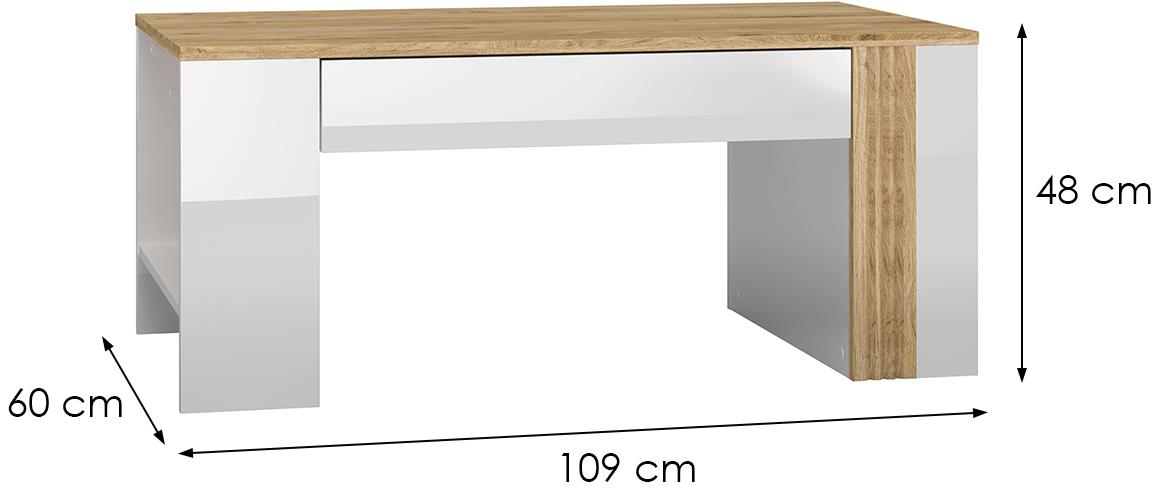 Adagio 10 stocic 109x60x48 cm hrast/beli visoki sjaj