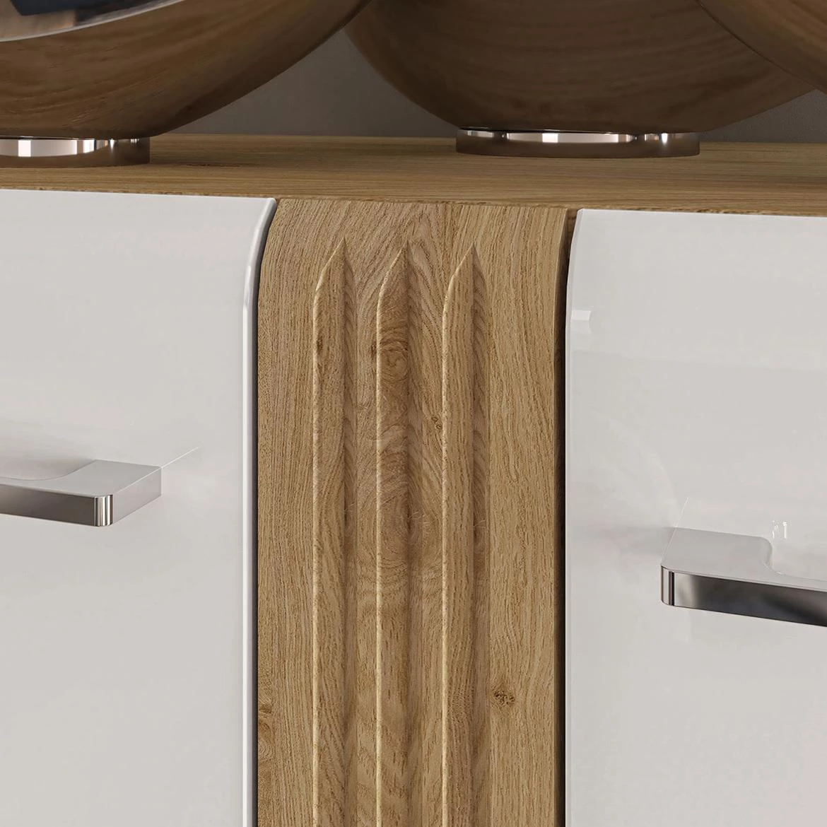 Adagio 03P vitrina 2 vrata 92x42x143 cm hrast/bela visoki sjaj