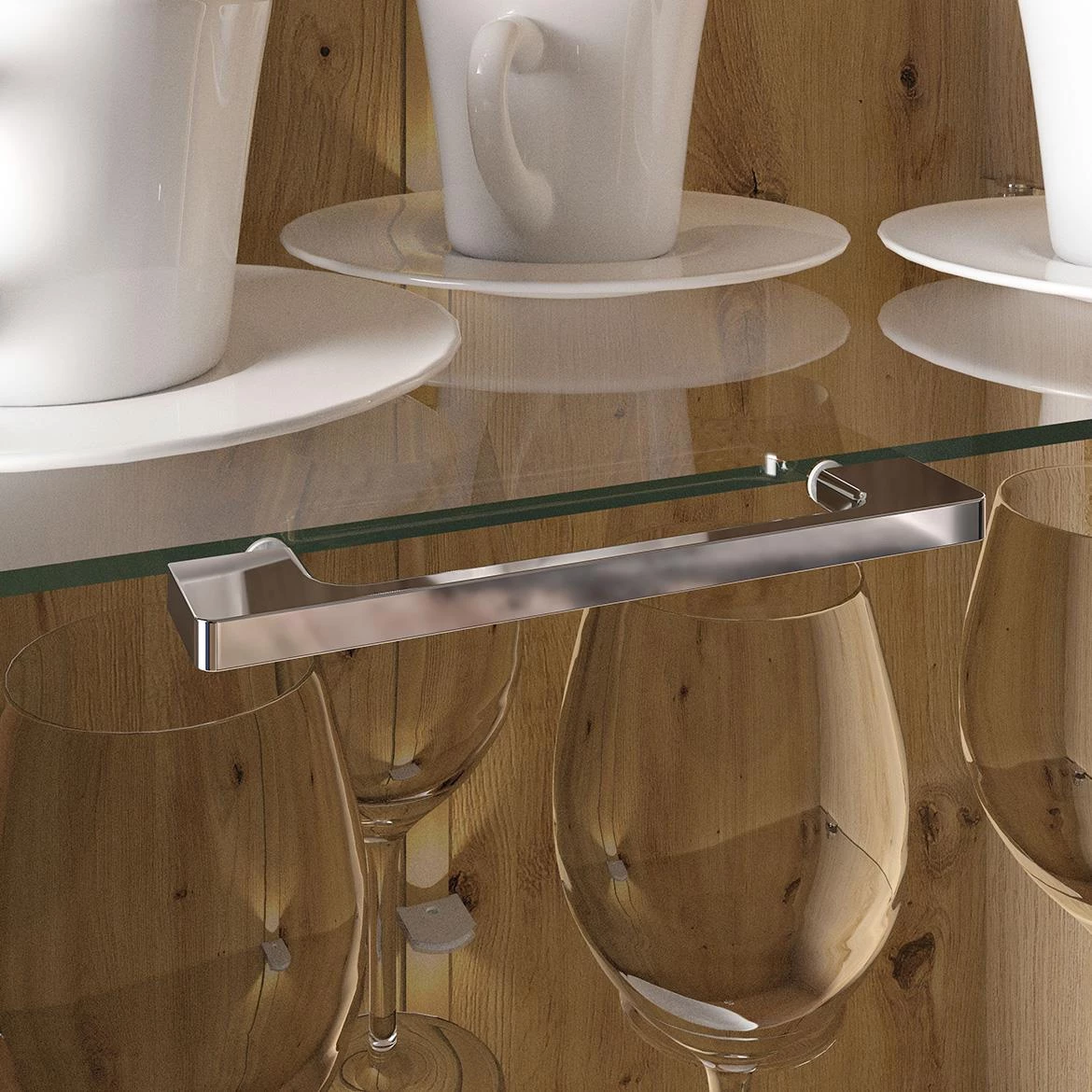 Adagio 02L vitrina 1 vrata 65x42x196 cm hrast/bela visoki sjaj