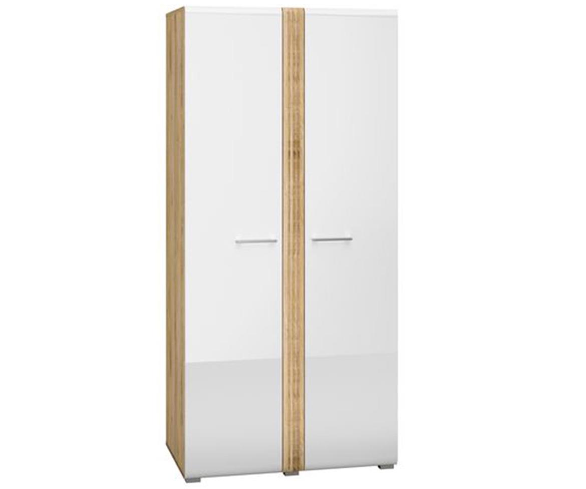 Adagio 01 ormar 2 vrata 92x56x196 cm hrast/beli visoki sjaj