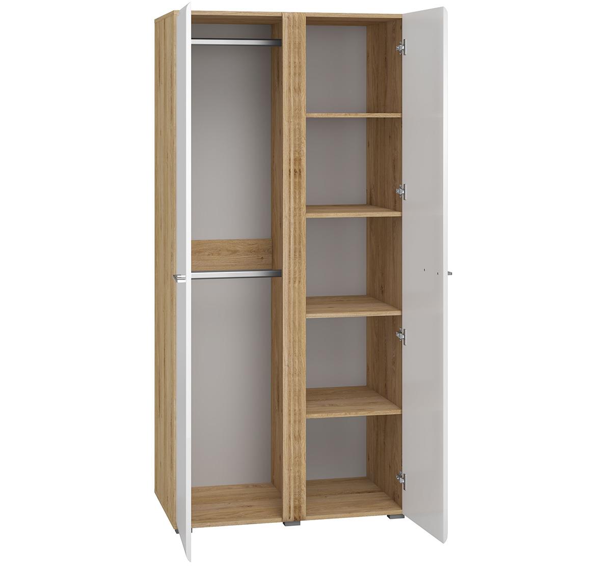 Adagio 01 ormar 2 vrata 92x56x196 cm hrast/beli visoki sjaj