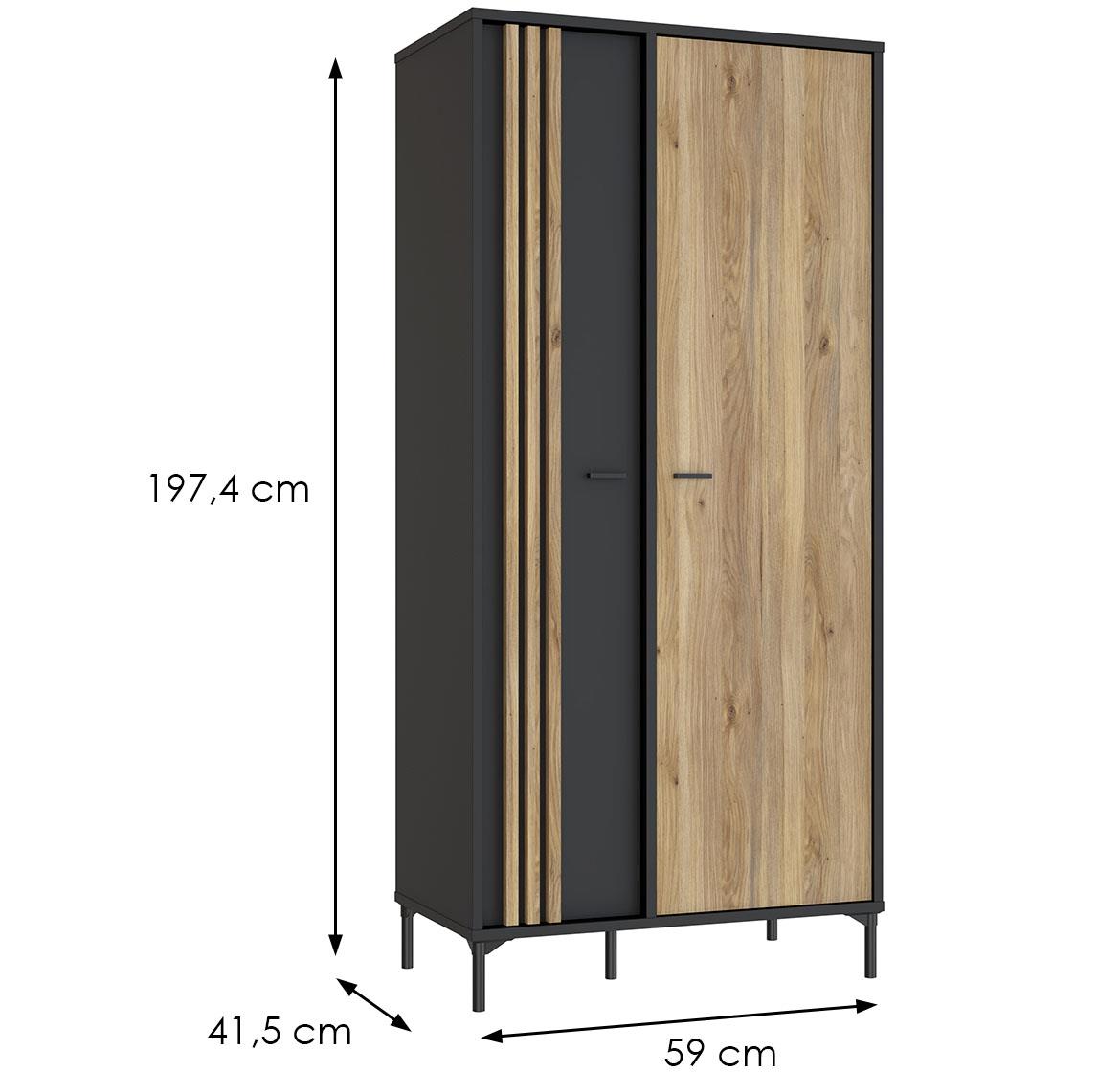 Figila JMXS721-M637 ormar 2 vrata 92x52,2x198,2 cm hrast/crni