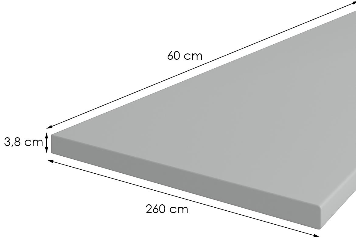 F76112 kuhinjska radna ploca 260x60x3,8 cm inox siva