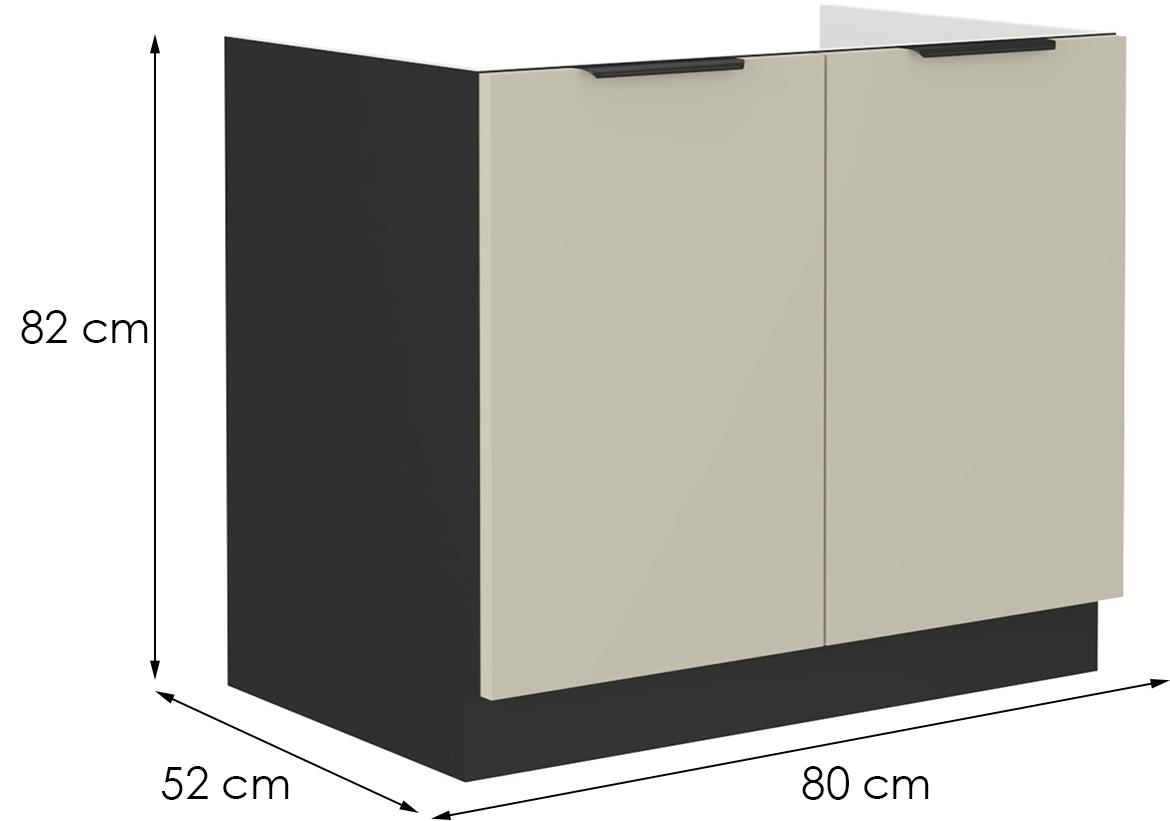 Arona kuhinjski element 2 vrata 80x52x82 cm crno/bež