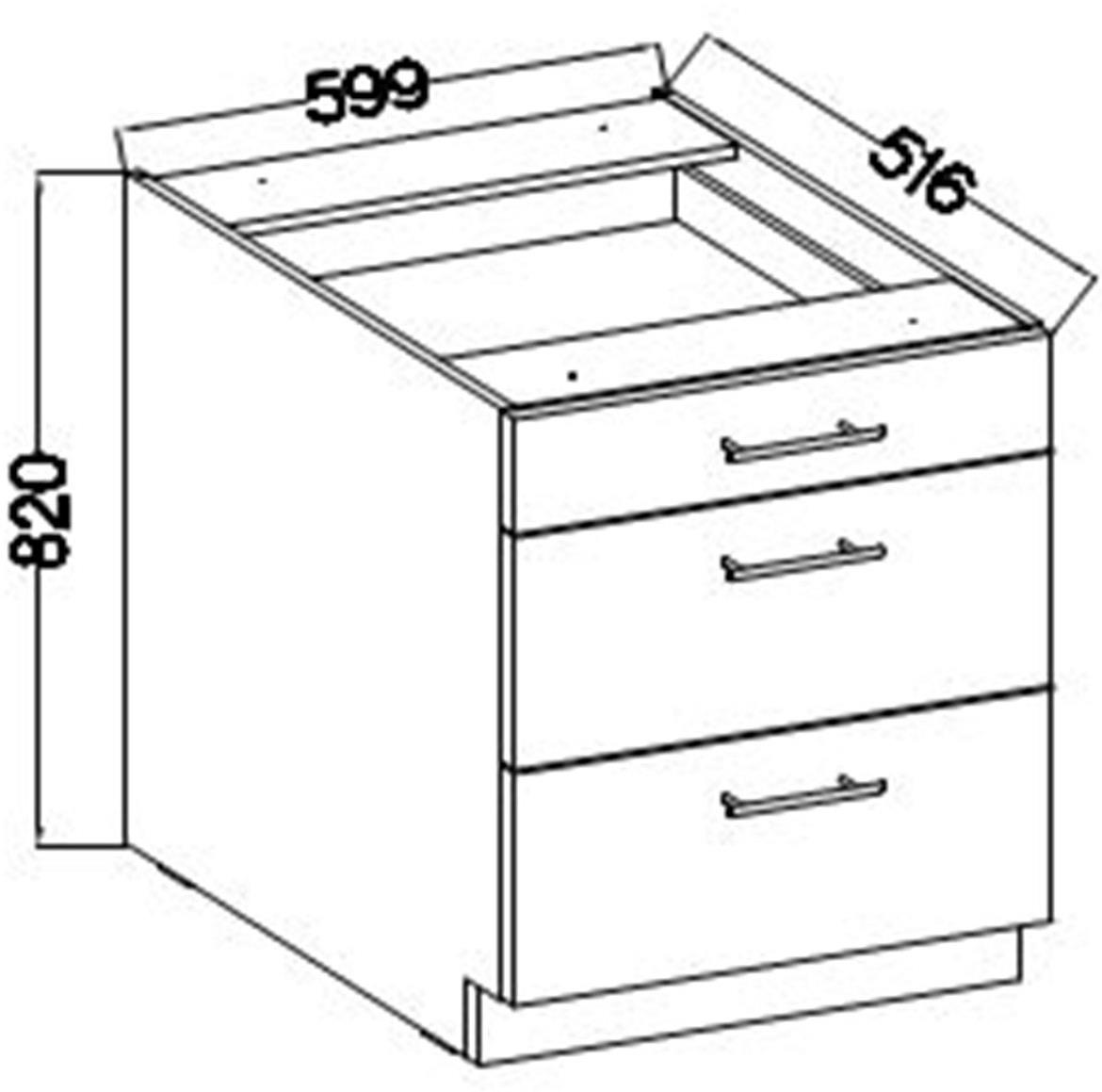 Lara 60d 3s Bb kuhinjski element 3 fioke 60x52x82 cm beli/sivi sjaj