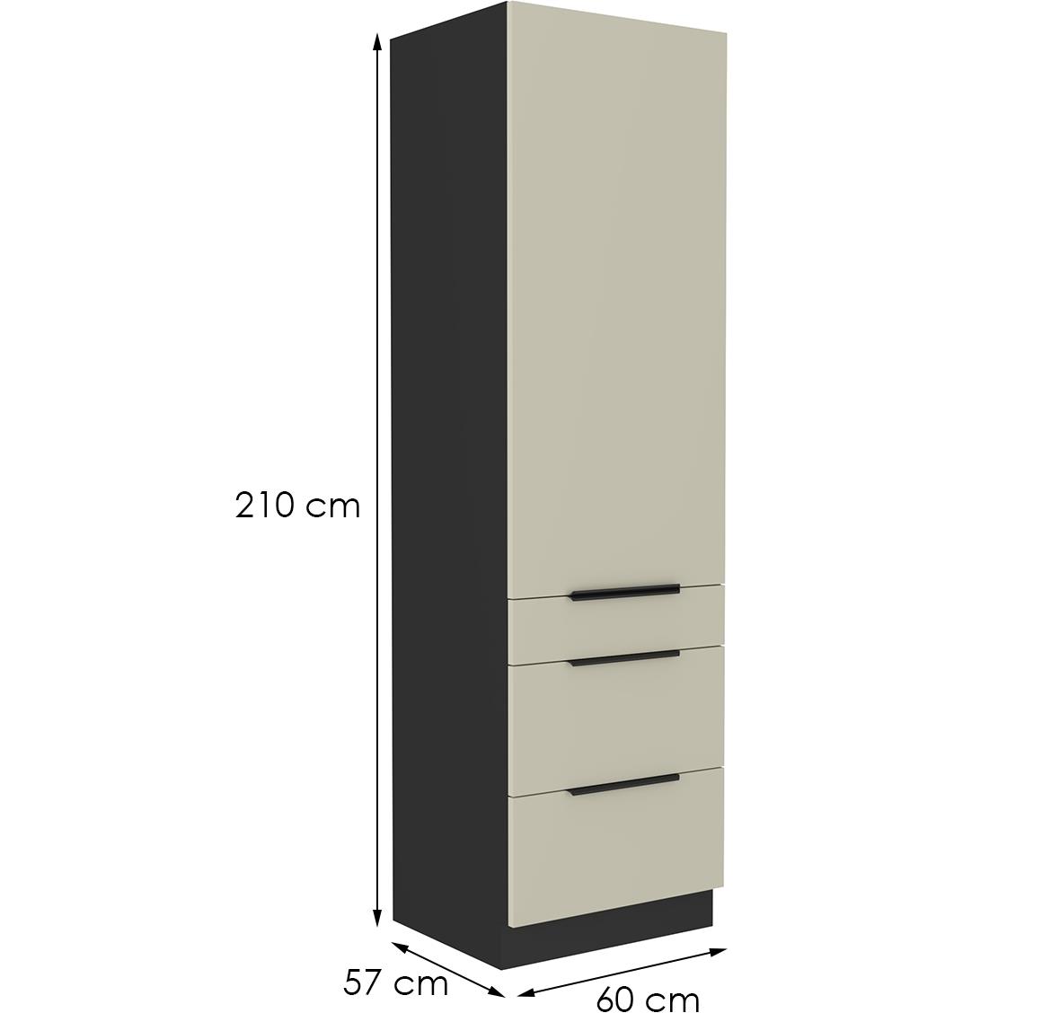 Arona kuhinjski element 1 vrata+2 fioke 60x57x210 cm crni/bež