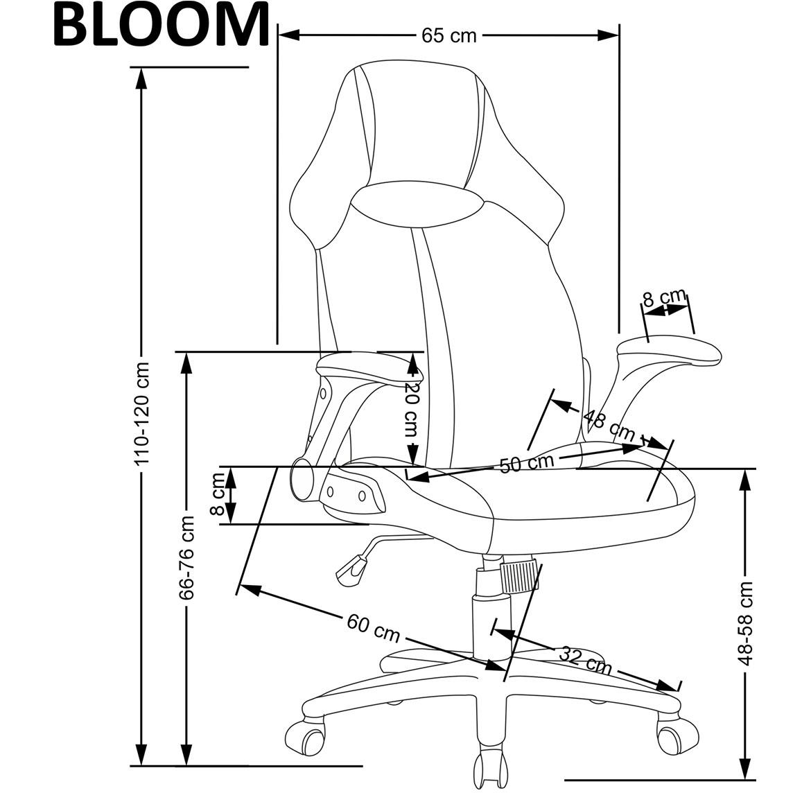 Bloom kancelarijska stolica 64x60x120 cm roze