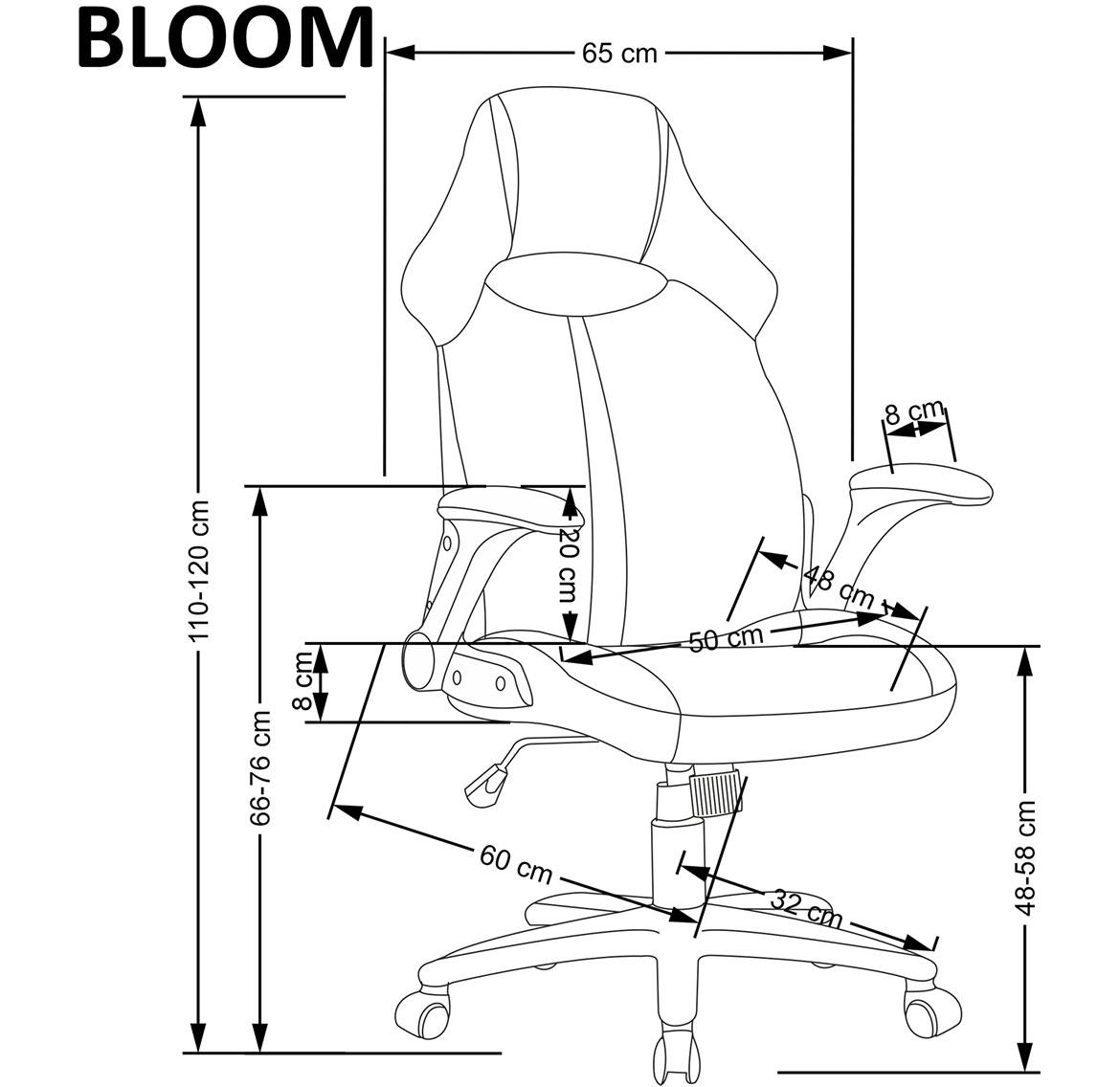 Bloom kancelarijska stolica 64x60x120 cm siva