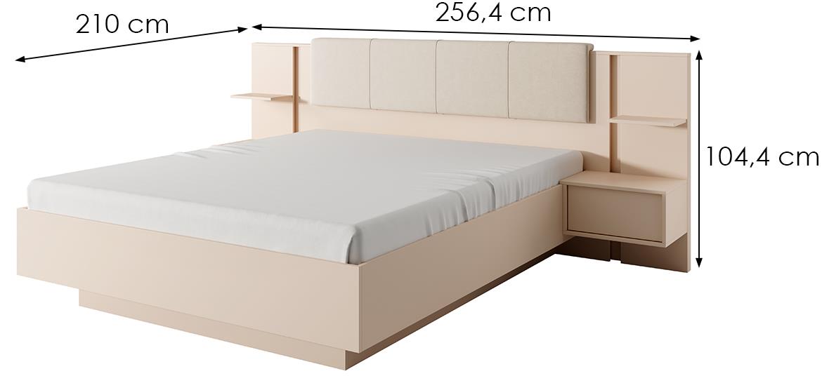 Dast set krevet B/P+2nocna ormarica 256,4x210x104,4 cm bež