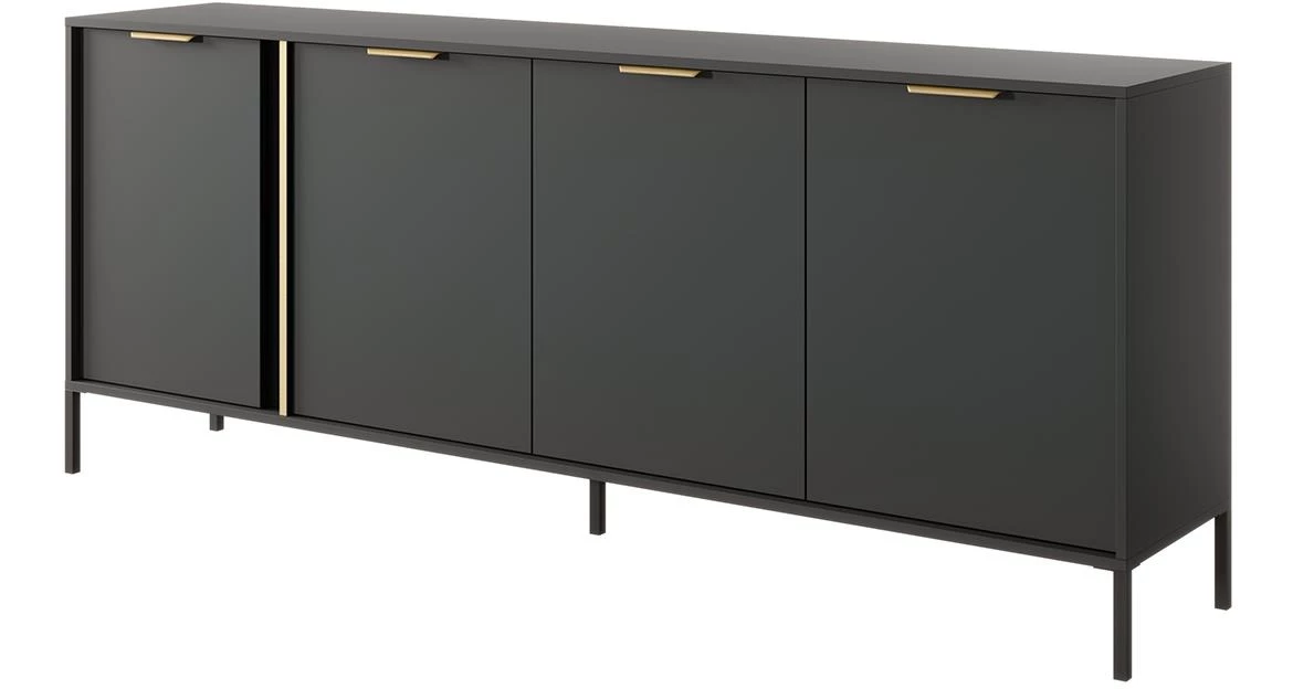 Lars 203 4D komoda 4 vrata 202,9x39,5x81,4 cm tamno siva