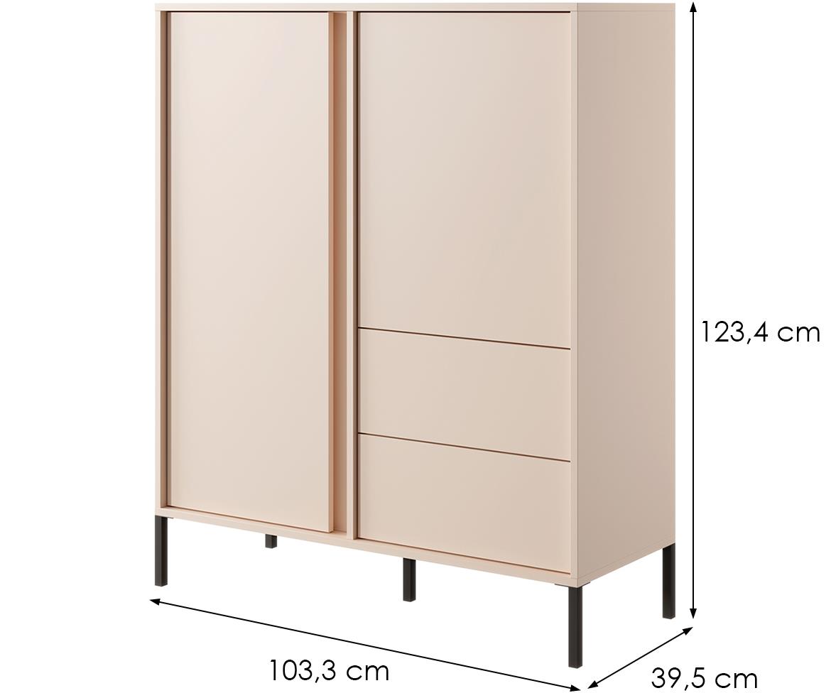 DAST 2D2S komoda 2 vrata+2 fioke 103,3x39,5x123,4 cm bež