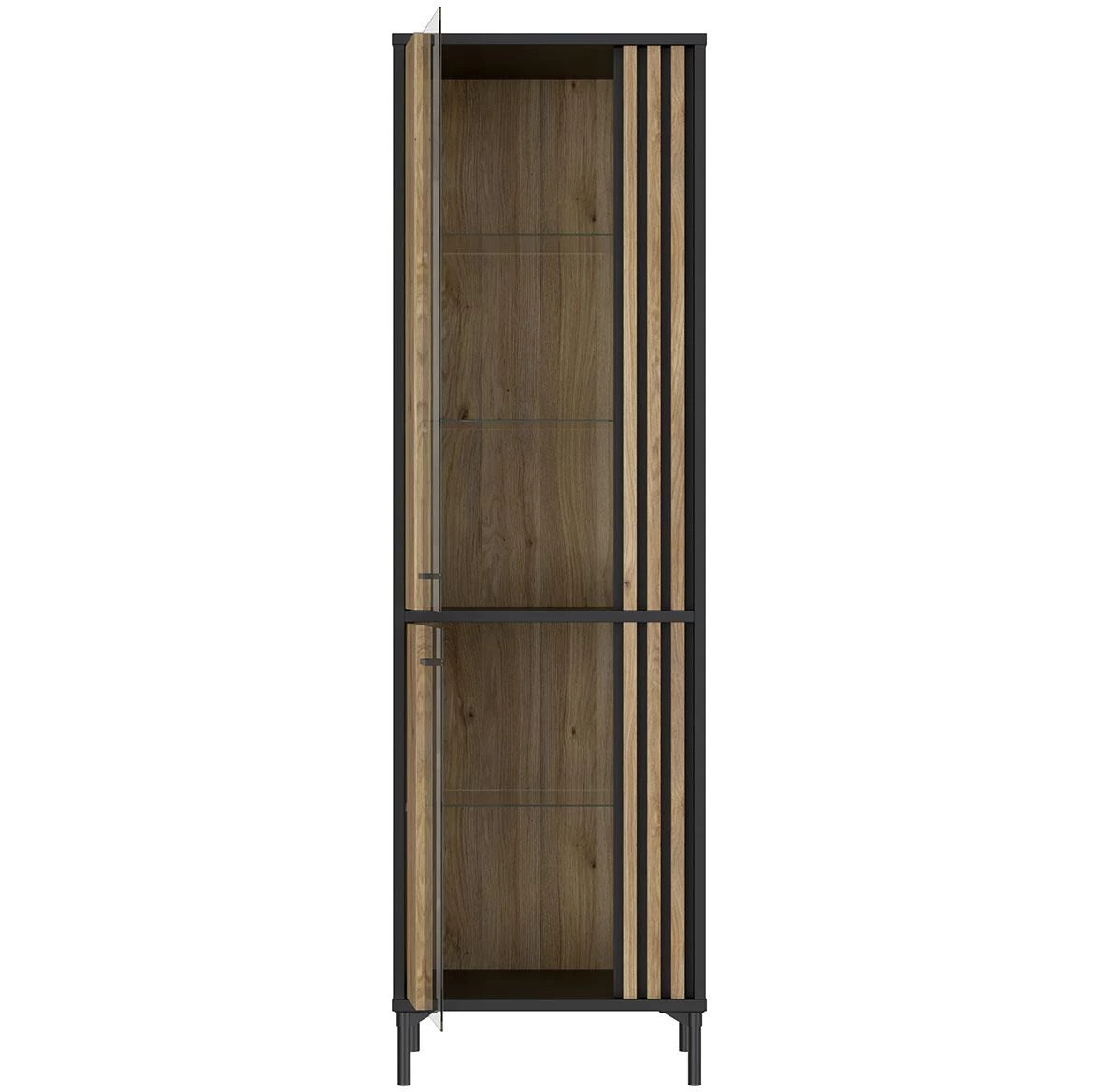 Figila JMXV721-M637 vitrina 2 vrata 59x41,5x197,4 cm crna/natur(artisan hrast)