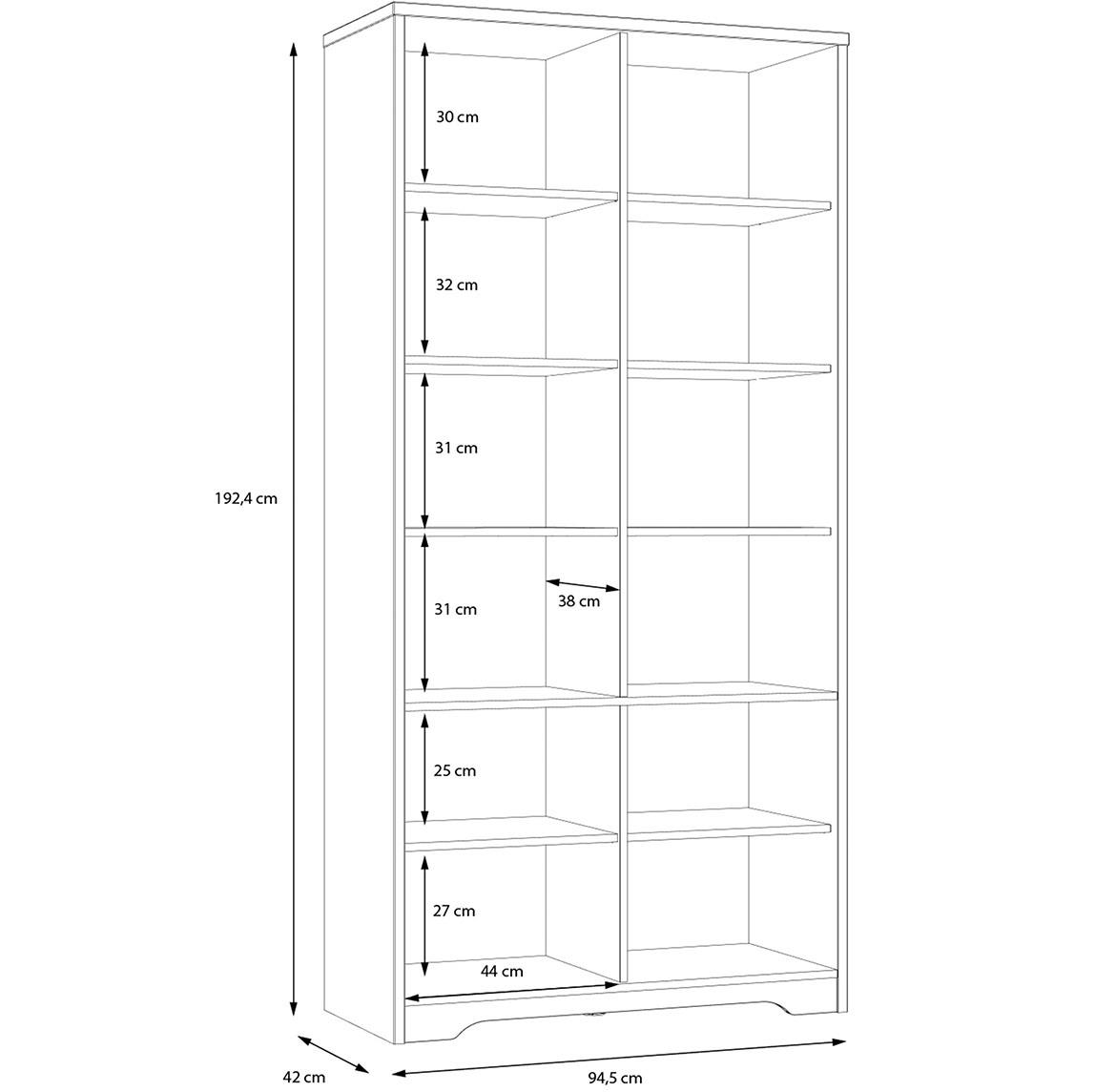 Jodaki JDKV721-D89 vitrina 4 vrata 94,5x42x192,4 cm hrast