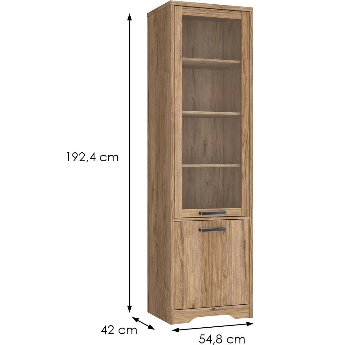 Jodaki JDKV711-D89 vitrina 2 vrata 54,8x42x192,4 cm hrast