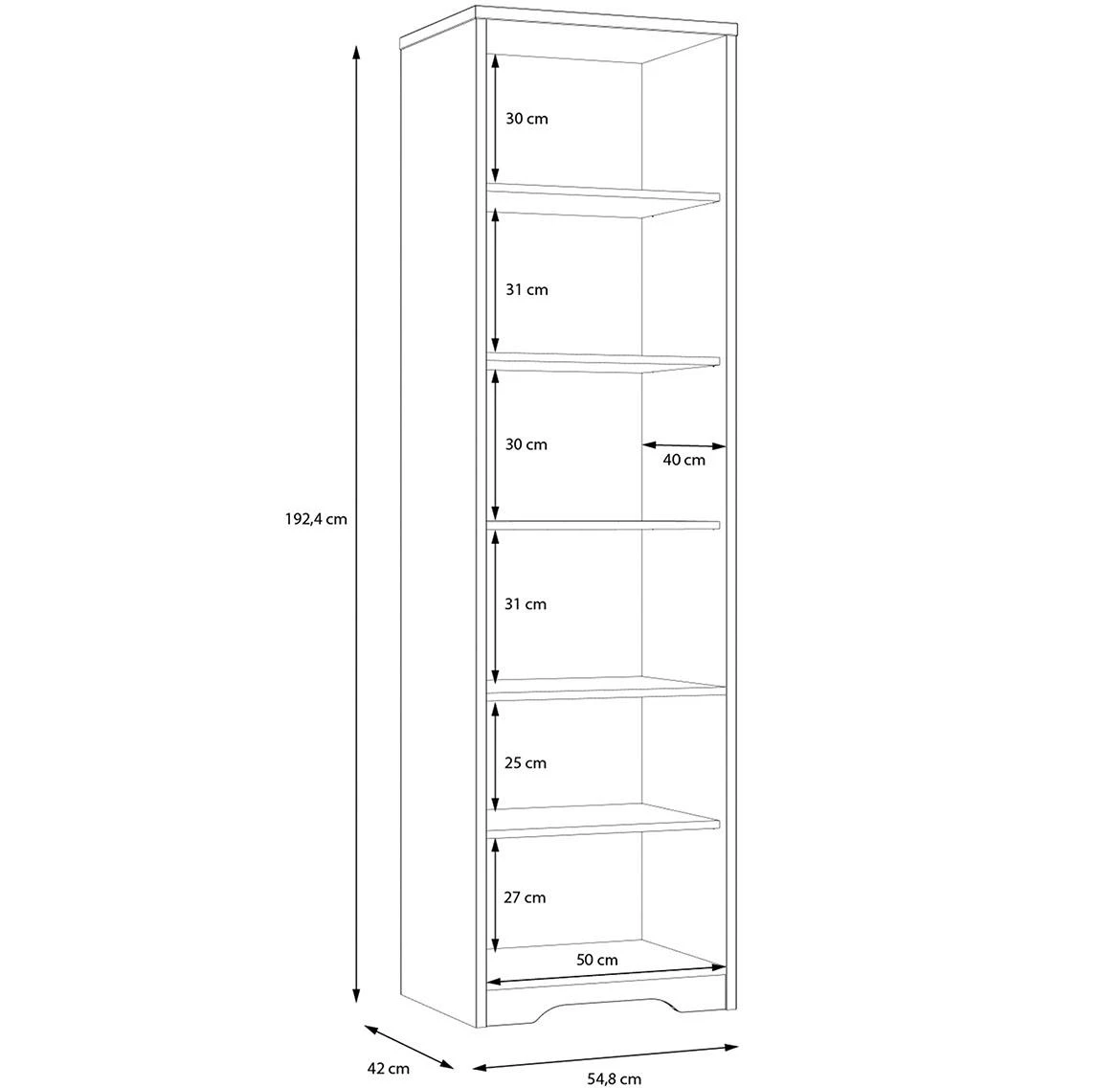 Jodaki JDKV711-D89 vitrina 2 vrata 54,8x42x192,4 cm hrast