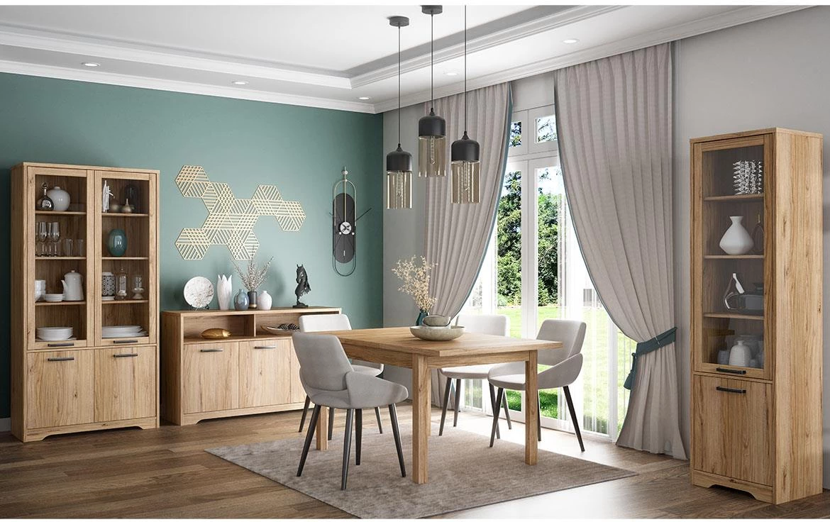 Jodaki JDKV711-D89 vitrina 2 vrata 54,8x42x192,4 cm hrast